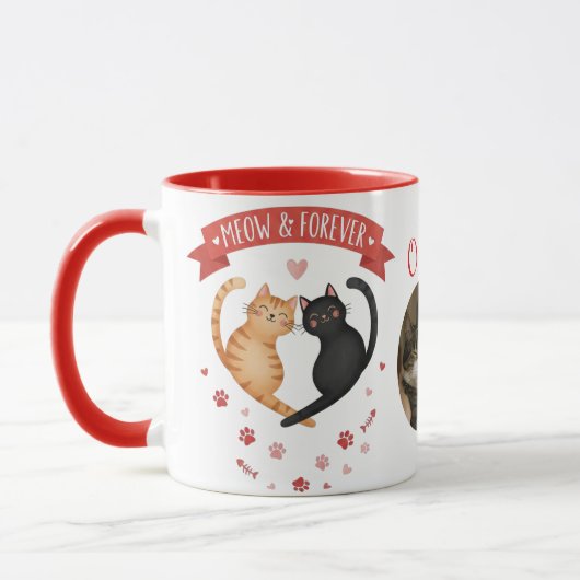 Custom Photo & Name Valentine's Cat Mom Gift マグカップ (左)