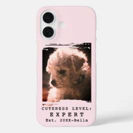 Custom Photo Name Year Funny Cute Dog Phrase Pink iPhone 16ケース