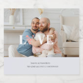 Custom Photo, Names & Dates on Soft Grey  スパークリングワインラベル (シングルラベル)