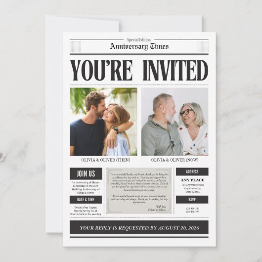 Custom photo newspaper anniversary 招待状 (正面)