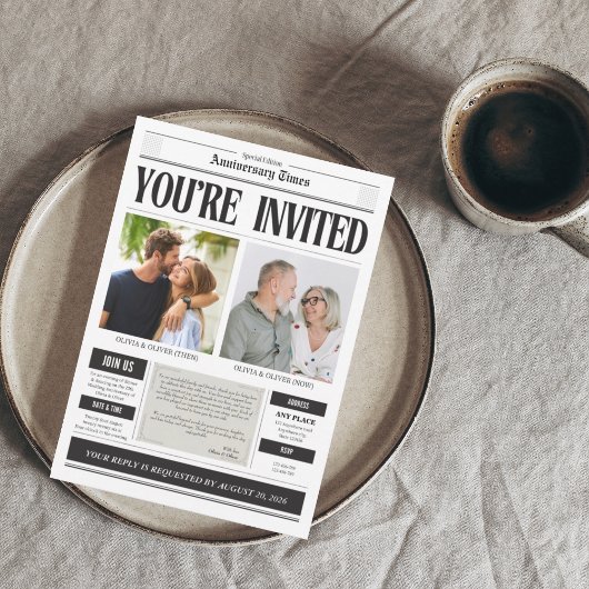 Custom photo newspaper anniversary 招待状