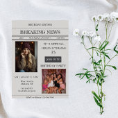 Custom Photo Newspaper Style Birthday Invitation 招待状