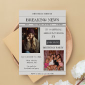 Custom Photo Newspaper Style Birthday Invitation 招待状