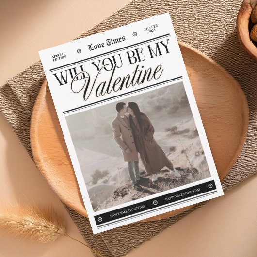 Custom photo newspaper Valentine's day カード