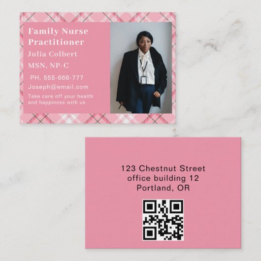 Custom Photo Nurse Practitioner QR Code 名刺 (正面/裏面)
