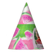 Custom Photo "One in a Melon" Birthday Hat パーティーハット (左)