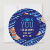 Custom Photo Outer Space Planets Boy Birthday  サンキューカード (裏面)