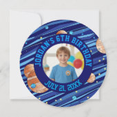 Custom Photo Outer Space Planets Boy Birthday  サンキューカード (正面)