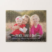 Custom Photo Peace Love Joy Modern Typography ジグソーパズル (横)
