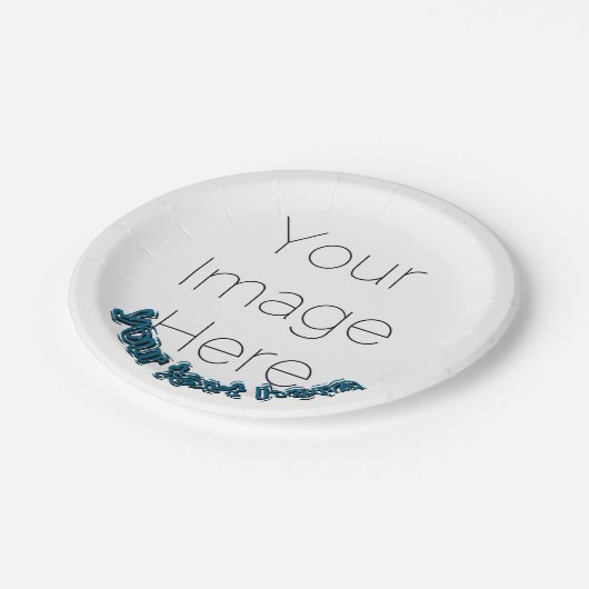 Custom Photo – Personalized blue text  ペーパープレート (アングル)