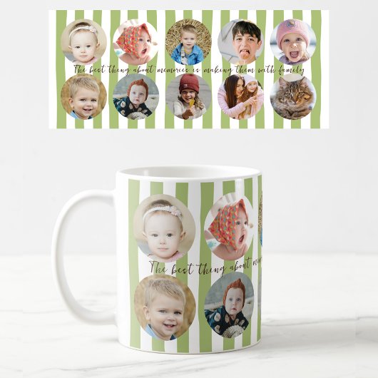 Custom Photo Personalized Family Picture Stripe コーヒーマグカップ