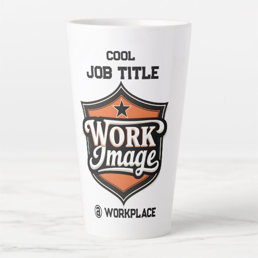 Custom Photo Personalized Job Title & Workplace  カフェラテマグ (正面)