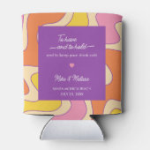 Custom Photo Personalized Wedding Retro Groovy 缶クーラー (裏面)