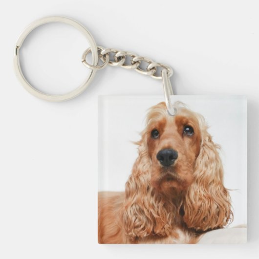 Custom Photo Pet Dog Keepsake キーホルダー (正面)