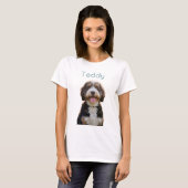 Custom Photo Pet Name Doodle Mom Teal Aesthetic Tシャツ (正面フル)
