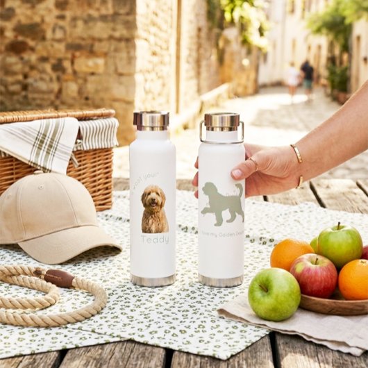 Custom Photo Pet Name Goldendoodle Dog Mom I Woof ウォーターボトル