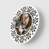 Custom Photo Pet Paw Print Wall Clock  ラウンド壁時計 (傾斜)