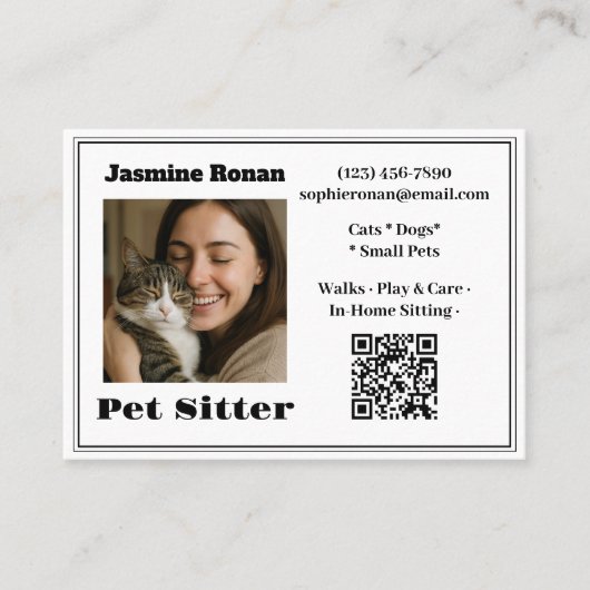 Custom Photo Pet Sitter Business Card 名刺 (正面)