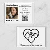 Custom Photo Pet Sitter Business Card 名刺 (正面/裏面)