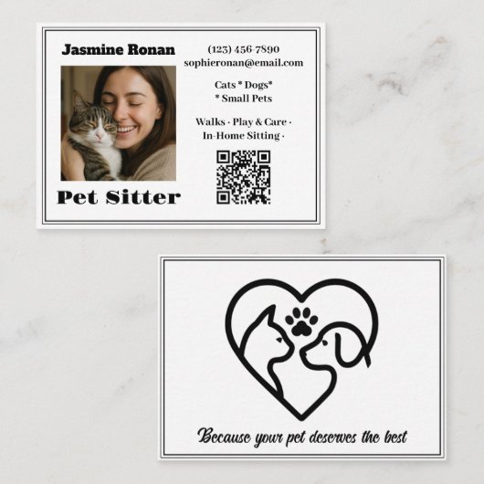 Custom Photo Pet Sitter Business Card  名刺 (正面/裏面)