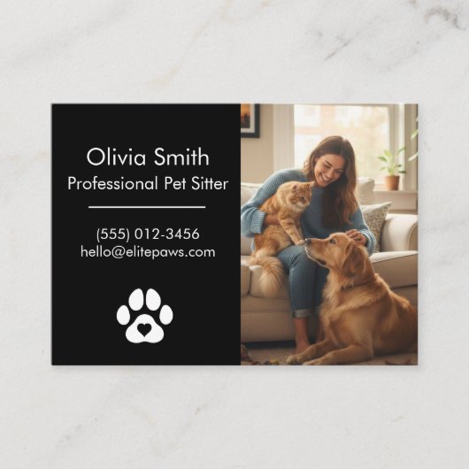 Custom Photo Pet Sitter Business Card  名刺 (正面)