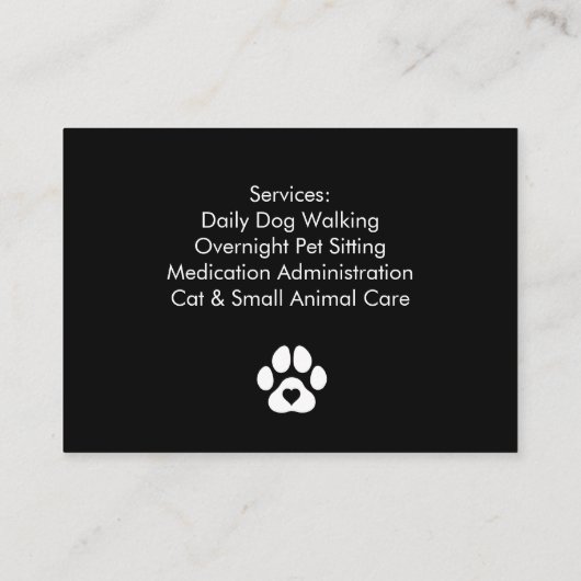 Custom Photo Pet Sitter Business Card 名刺 (裏面)