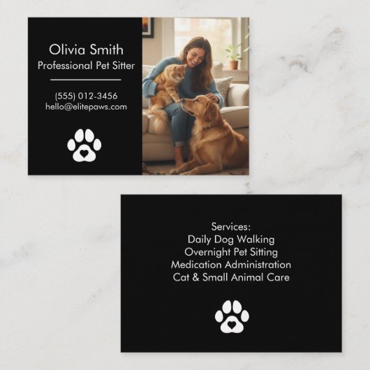 Custom Photo Pet Sitter Business Card  名刺 (正面/裏面)