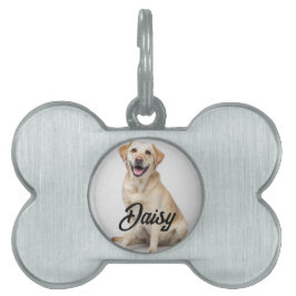 Custom Photo Pet Tag with Name – Framed Design ペットネームタグ