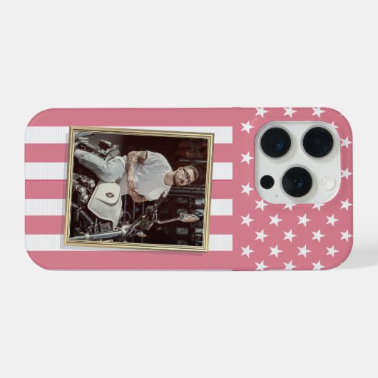Custom Photo Phone Case, USA Flag Patriotic iPhoneケース (裏面横)