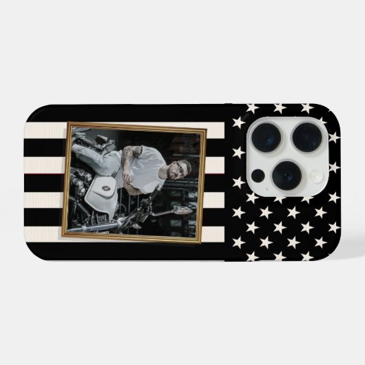 Custom Photo Phone Case, USA Flag Patriotic iPhoneケース (裏面横)