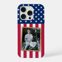 Custom Photo Phone Case, USA Flag Patriotic iPhone 15 Proケース