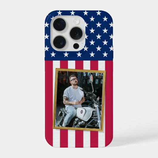 Custom Photo Phone Case, USA Flag Patriotic iPhoneケース (裏面)