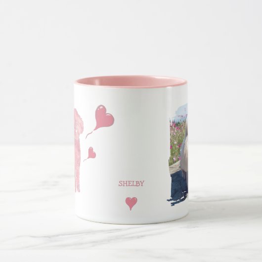 Custom Photo Poodle Valentine Mug with Name マグカップ (中央)