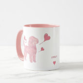 Custom Photo Poodle Valentine Mug with Name マグカップ (正面左)