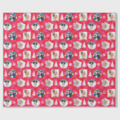 Custom Photo Red Christmas Holiday ラッピングペーパー (フラット)