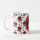 Custom Photo Red Roses and Paw Print Pattern コーヒーマグカップ (左)