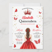 Custom Photo Red Royal Quinceañera Invitation 招待状 (正面)