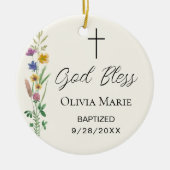 Custom Photo Religious Baptism Wildflower セラミックオーナメント (正面)