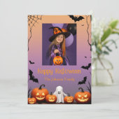 Custom Photo Retro Happy Halloween Holiday Card カード (スタンド正面)