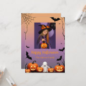 Custom Photo Retro Happy Halloween Holiday Card カード (正面/裏面インサイチュ)