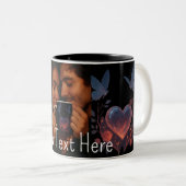 Custom Photo Romantic Coffee Mug Glowing Heart ツートーンマグカップ (正面右)
