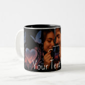 Custom Photo Romantic Coffee Mug Glowing Heart ツートーンマグカップ (正面左)