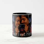Custom Photo Romantic Coffee Mug Glowing Heart ツートーンマグカップ (中央)