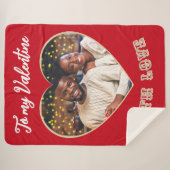 Custom Photo Romantic Heart Valentine’s Day Red シェルパブランケット (正面(横))