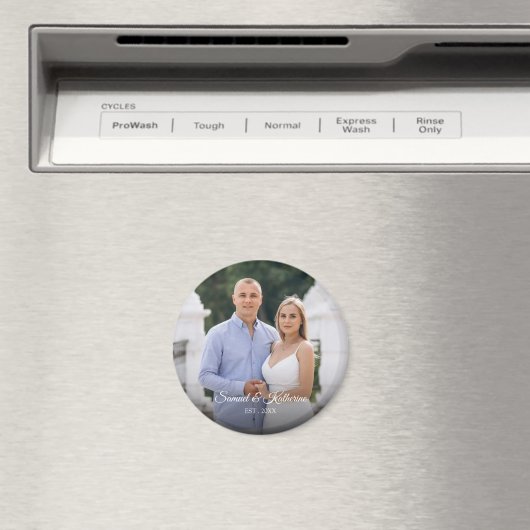 Custom Photo Romantic Keepsake with Names & Date マグネット (インサイチュ (食洗機))
