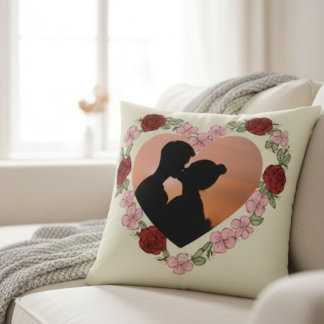 Custom Photo Romantic Rose Heart Throw Pillow  クッション