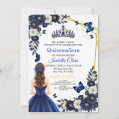 Custom Photo Royal Blue Quinceañera Invite 招待状 (正面)