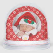 Custom Photo Santa Baby Snowflake Message Red (正面)