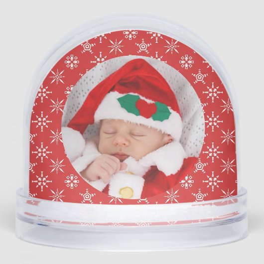 Custom Photo Santa Baby Snowflake Message Red (正面)