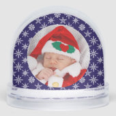Custom Photo Santa Baby Snowflake Script Blue (正面)